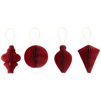 Northlight Set of 4 Foldable Honeycomb Paper Christmas Ornaments