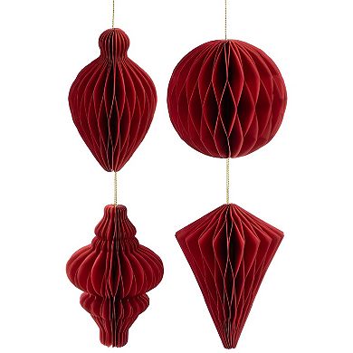 Northlight Set of 4 Foldable Honeycomb Paper Christmas Ornaments
