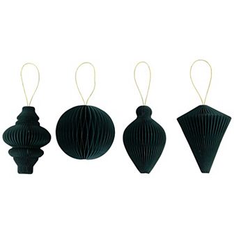 Northlight Set of 4 Accordion Honeycomb Foldable Paper Christmas Ornaments