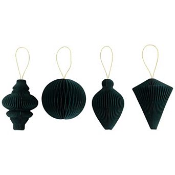 Northlight Set of 4 Accordion Honeycomb Foldable Paper Christmas Ornaments