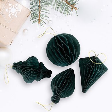 Northlight Set of 4 Accordion Honeycomb Foldable Paper Christmas Ornaments