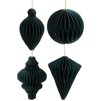 Northlight Set of 4 Accordion Honeycomb Foldable Paper Christmas Ornaments