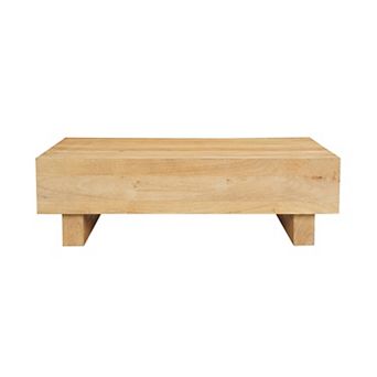 Elias Coffee Table, 42 inch Rectangular Top, Sandblasted Natural Brown Mango Wood