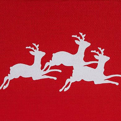 Northlight 26-Inch Burlap with Reindeer Hexagonal Christmas Tree Collar