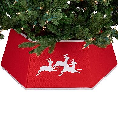 Northlight 26-Inch Burlap with Reindeer Hexagonal Christmas Tree Collar