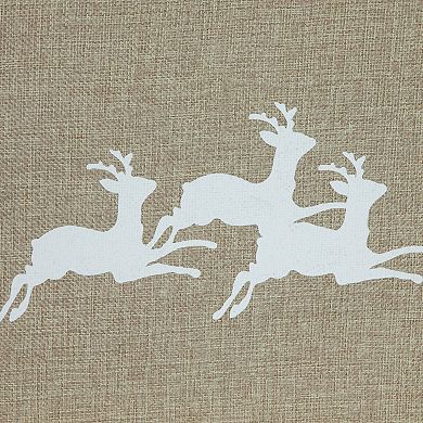Northlight 26-Inch Burlap Reindeer Hexagonal Christmas Tree Collar