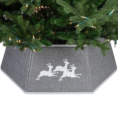 Northlight 26-Inch Burlap Reindeer Hexagonal Christmas Tree Collar