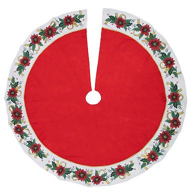 Northlight 48-Inch Poinsettia Christmas Tree Skirt