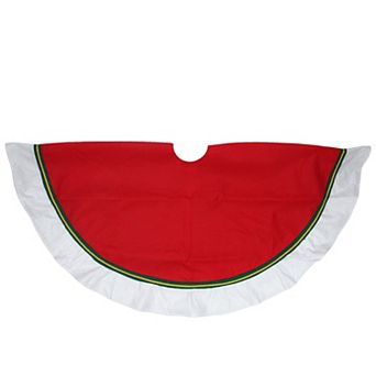 Northlight 48-Inch Red with White Trim Christmas Tree Skirt