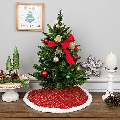 Northlight 20-Inch Glittered Plaid Christmas Tree Skirt
