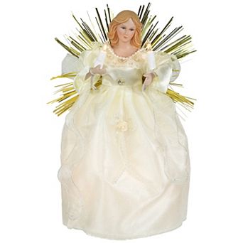 Northlight Light-Up Gold Finish Angel with Candles Christmas Tree Topper
