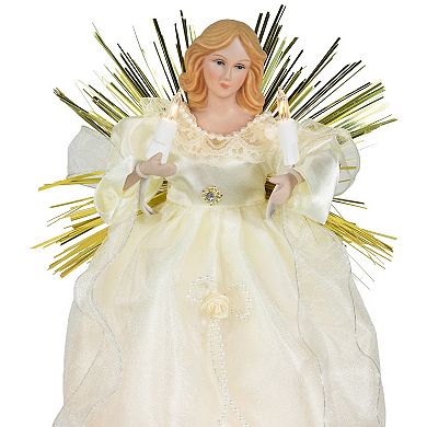 Northlight Light-Up Gold Finish Angel with Candles Christmas Tree Topper