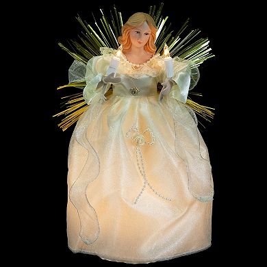 Northlight Light-Up Gold Finish Angel with Candles Christmas Tree Topper