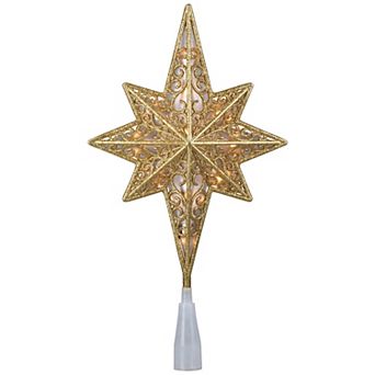 Northlight Light-Up Frosted Scroll Star of Bethlehem Christmas Tree Topper