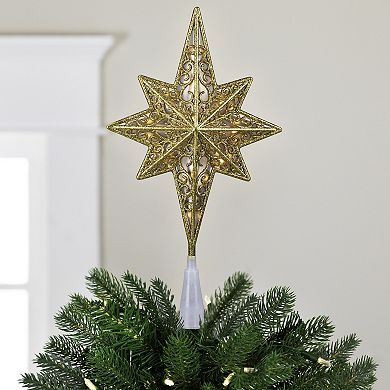 Northlight Light-Up Frosted Scroll Star of Bethlehem Christmas Tree Topper