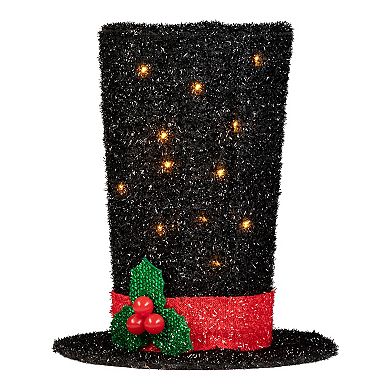 Northlight Light-Up Tinsel Top Hat Christmas Tree Topper