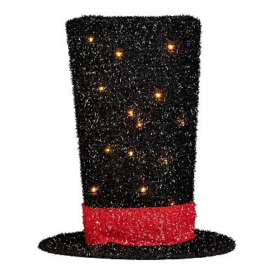 Northlight Light-Up Tinsel Top Hat Christmas Tree Topper