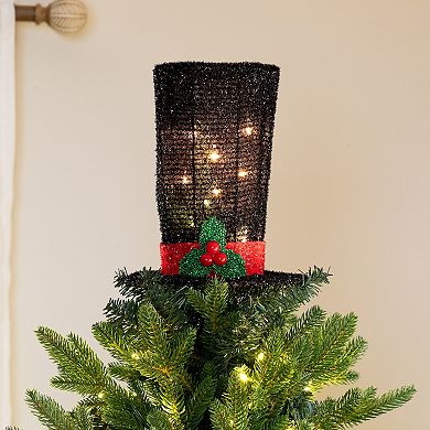Northlight Light-Up Tinsel Top Hat Christmas Tree Topper