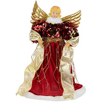 Northlight Metallic & Red Sequin Angel Christmas Tree Topper