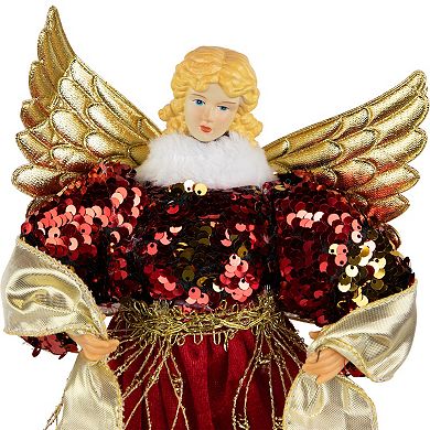 Northlight Metallic & Red Sequin Angel Christmas Tree Topper
