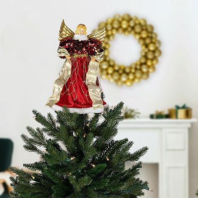 Northlight Metallic & Red Sequin Angel Christmas Tree Topper