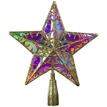Northlight Multicolor LED Iridescent Glittered Star Christmas Tree Topper