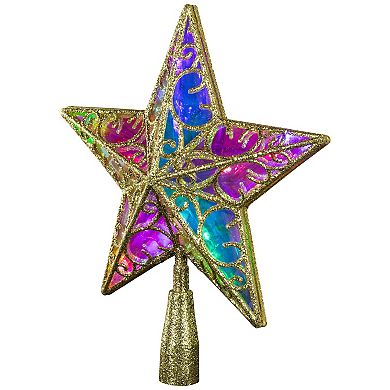 Northlight Multicolor LED Iridescent Glittered Star Christmas Tree Topper