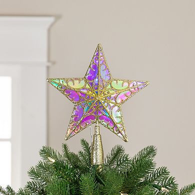 Northlight Multicolor LED Iridescent Glittered Star Christmas Tree Topper