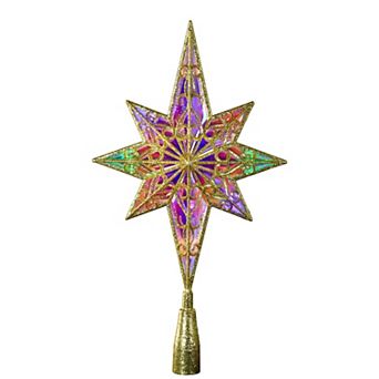 Northlight Multicolor LED Glitter Star of Bethlehem Christmas Tree Topper