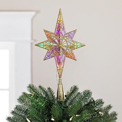 Northlight Multicolor LED Glitter Star of Bethlehem Christmas Tree Topper