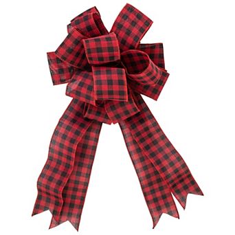 Northlight Buffalo Plaid Print Christmas Bow Christmas Tree Topper
