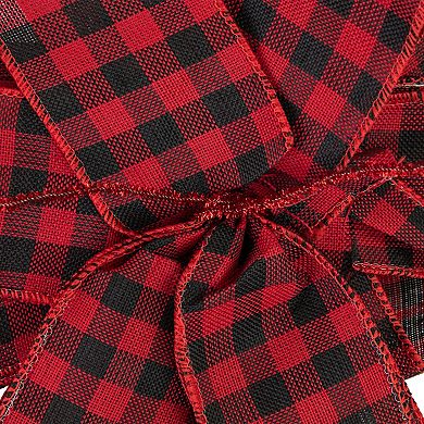 Northlight Buffalo Plaid Print Christmas Bow Christmas Tree Topper