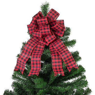 Northlight Buffalo Plaid Print Christmas Bow Christmas Tree Topper
