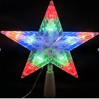 Northlight 8-Inch Pre-Lit Crystal Star Christmas Tree Topper with Multicolor LED Lights