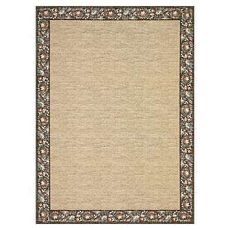 Garvee Floral Borderd Machine Washable Rug Non-Slip Stain-Resistant Low Pile Mat