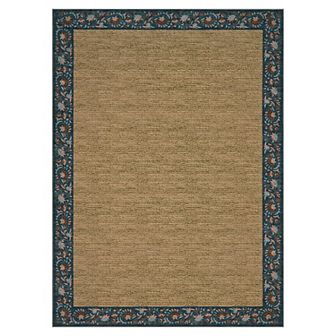 Garvee Floral Borderd Machine Washable Rug Non-Slip Stain-Resistant Low Pile Mat