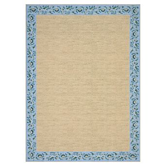 Garvee Floral Borderd Machine Washable Rug Non-Slip Stain-Resistant Low Pile Mat