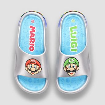 Nintendo Mario & Luigi Little Kid Boys Cushioned Comfort Slide Sandals