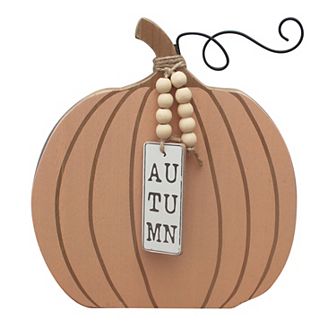 Pumpkin Sign Decoration with Wooden Beads Garland Autumn Sign