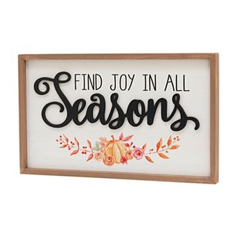 Find Joy in All Seasons Wood Wall Decor for Thanksgiving Decoration, Autumn, Harvest Accent