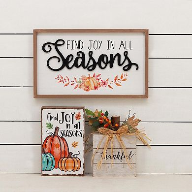 Find Joy in All Seasons Wood Wall Decor for Thanksgiving Decoration, Autumn, Harvest Accent