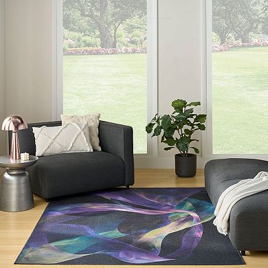 Nourison Washables Abstract Non-Slip Indoor Flatweave Indoor Rug