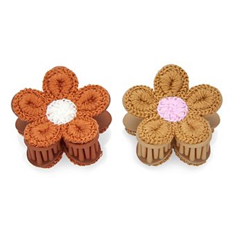 Emberly Crochet Daisy Hair Claw Clips 2 pk