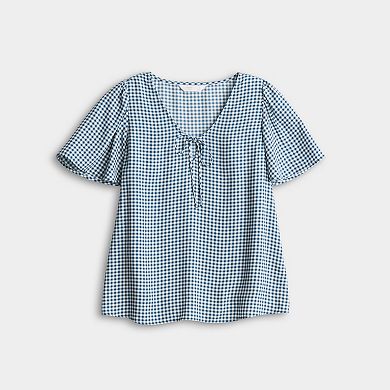 Petite LC Lauren Conrad Short Sleeve V-Neck Blouse