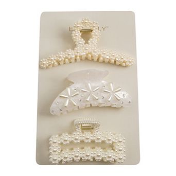 Emberly 3 pk Simulated Pearl Claw Clips