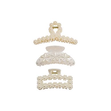 Emberly 3-Pk. Simulated Pearl Claw Clips