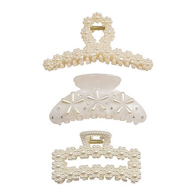 Emberly 3-Pk. Simulated Pearl Claw Clips