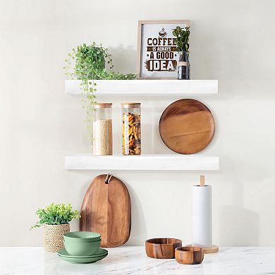 Sorbus 2 Pack 16" Solid Wood Floating Shelves - for Bathroom Decor, Books, Bedroom & Living Room