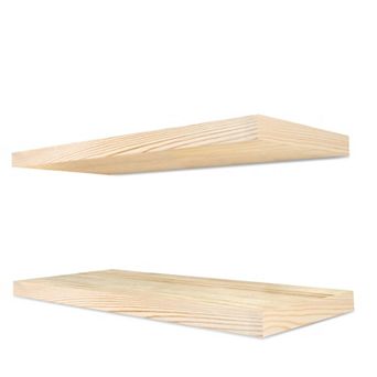 Sorbus 2 Pack 16" Solid Wood Floating Shelves - for Bathroom Decor, Books, Bedroom & Living Room