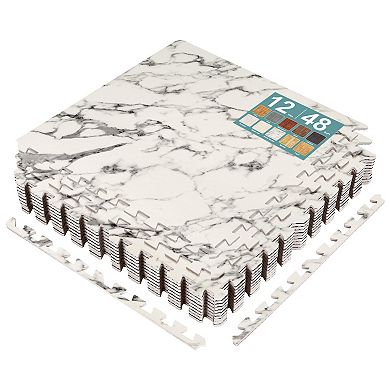 Sorbus 12 Tiles 48 Sq. Ft. Wood Grain Interlocking Mats Tiles- for Home, Playroom, Trade Show